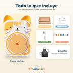 Qué incluye el kit: torno eléctrico, 2 piezas de arcilla, 5 herramientas, cable USB, 6 pinturas y delantal